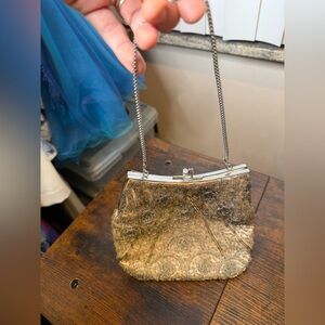 Vintage silver beaded evening bag or clutch cocktail bag.